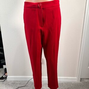 Bebe red long dress pants with straight legs in size 8.